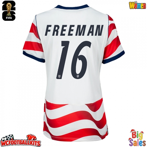 United States Alex Freeman #16 Replica Home Stadium Shirt for Women World Cup 2026 Short Sleeve
